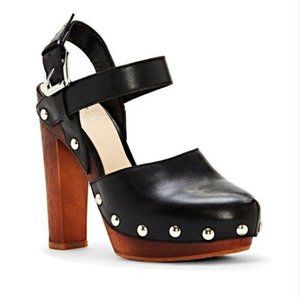 Vince Camuto Heels sz 9 Black Elric Wood Platform Sandals Stud Leather Boho Clog